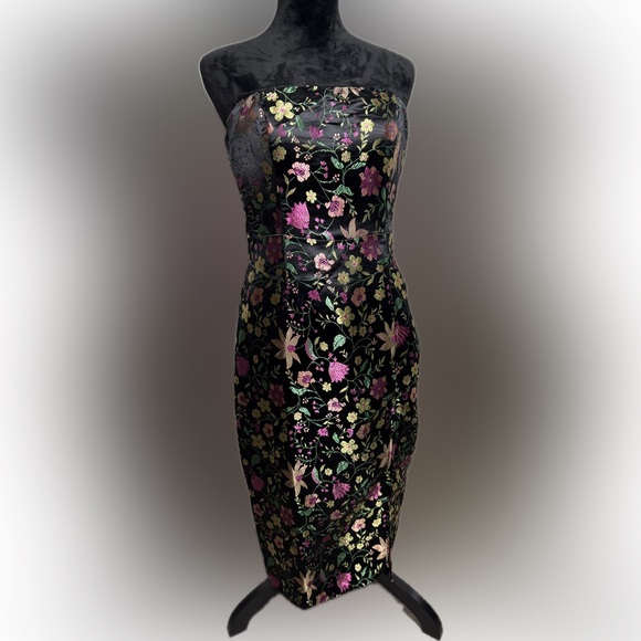 Lulus Dress Make A Move Black Satin Floral Dress - Picture 3 of 10